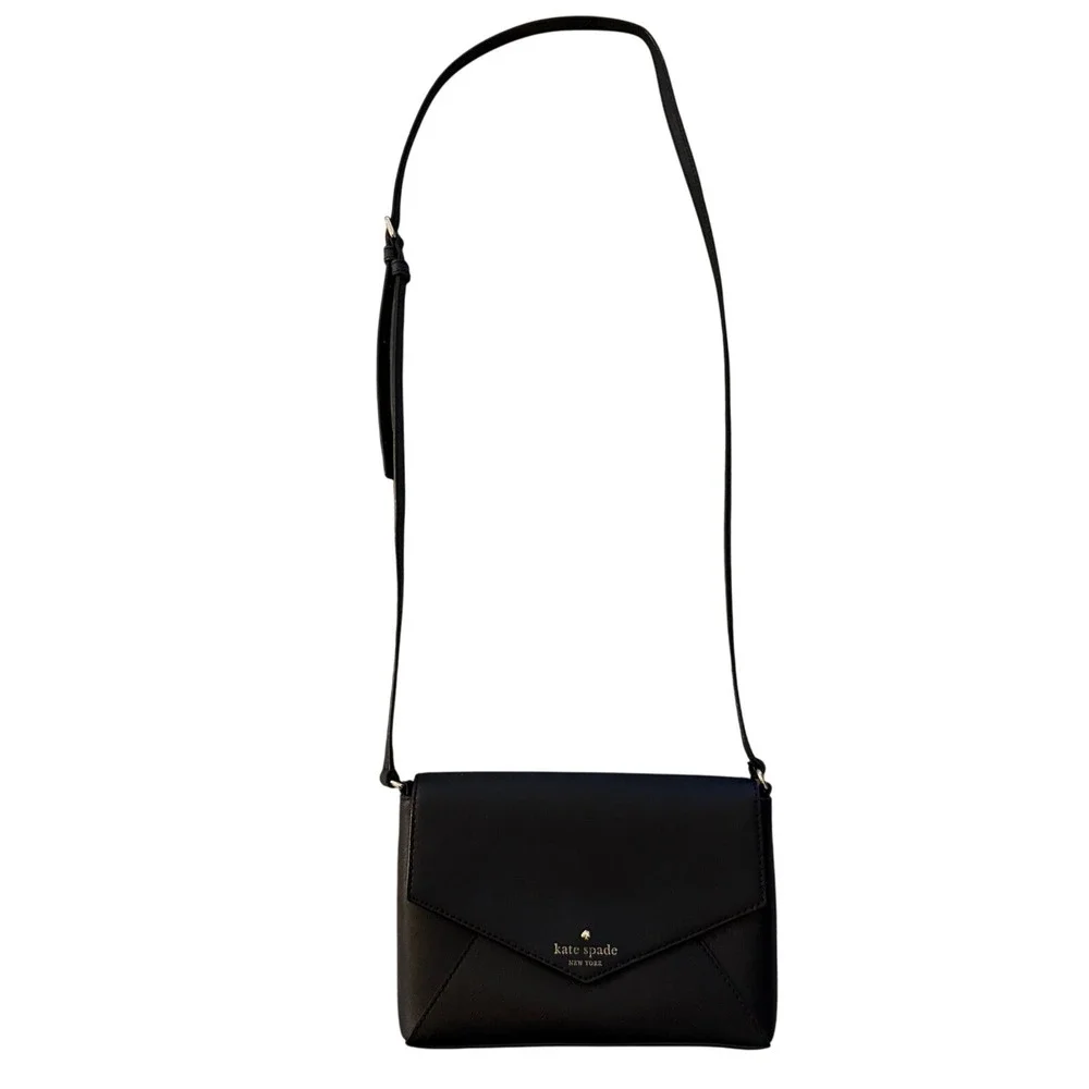 Kate Spade Black Saffiano Leather‎ Crossbody Bag Envelope Flap Small Purse